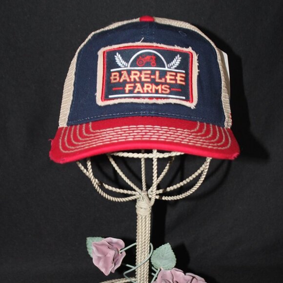 Bare-Lee Farms Patch Baseball Cap Hat Adjustable Strapback Mesh NWT - Picture 1 of 12